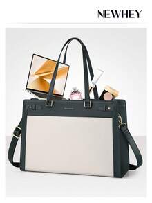 NEWHEY 15.6 Inch Women's Laptop Bag, PU Leather Briefcase, Waterproof Office Handbag, Designer Laptop Sleeve, Suitable For Office, Teachers, College Students, Travel, Large Capacity, Professional - Multicolor - View 5