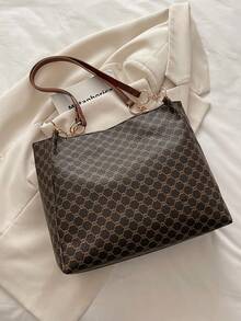 休闲通勤大容量时尚复古女式手提包，多功能高品质新款单肩包 - 咖啡 - 查看 10