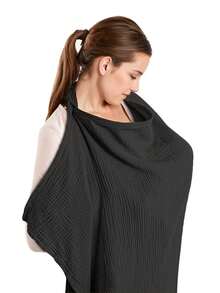 1pc Outdoor Nursing Cover Scarf, Breathable Soft Fabric Breastfeeding Shawl, 360° All-Round Coverage, With Mesh Layer For Privacy, Suitable For Stroller, Coffee/Beige - Multicolor - View 2