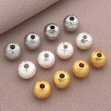 30颗磨砂圆形黄铜珠，18K镀金，3/4/5/6毫米金属球珠，散珠隔珠，适用于珠宝制作，如手链、项链、耳环等工艺品。 - 彩色 - 查看 3