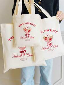Disponible en talla S/M/L, bolso de lona grande con capacidad, bolso de compras, bolso de hombro con tema de corazón rosa, bolso de regalo con patrones de acuarela de corazón, lazo, cereza, fresa, arcoíris, estrella, adecuado para cumpleaños, vacaciones, Día de San Valentín, Día de la Madre, aniversario, regreso a la escuela, fiesta de graduación, fiesta temática de niñas, piscina, playa, fiesta de spa, despedida de soltera, boda, bolsa de caramelos y aperitivos de cumpleaños, decoración de fiesta - Beis - Ver 6
