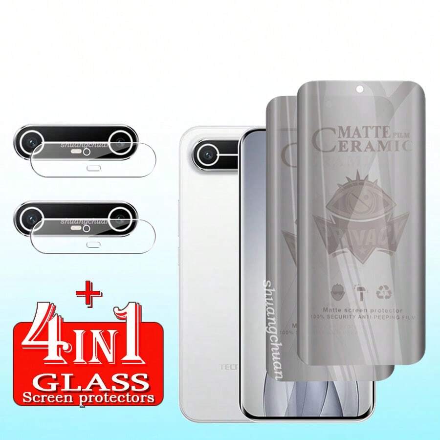 4-In-1 Screen Protector Kit For Spark Slim: Privacy Screen Protector, Ceramic Film, Lens Protector, Tempered Glass Lens Protector Screen Protection Essentials, Applicable To Daily Shield, Office, Home Daily Shield Office Home Phone Screen Protector Phone Accessories Anti-Spy Waterproof Shockproof Anti-Fall Scratch Resistant - 4in1 - View 1