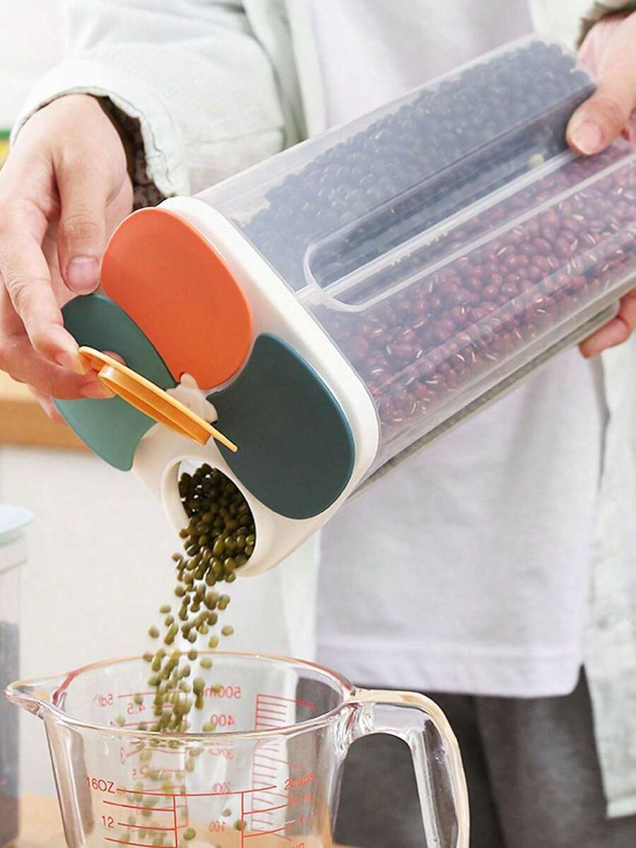 1个密封谷物储物罐,家用意面容器,厨房豆类谷物食品储物罐 - 彩色 - 查看 1