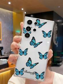 1pc Creative Fluttering Blue Butterfly Soft Phone Case, Compatible With Huawei Honor, Redmi, MOTO, Galaxy A04e/12/A13/A14/A34/A50/A52/A53/A54/S21/S22/S23/S24/S25/S25Ultra/S25FE/S26/S26 PLUS/S26 ULTRA/S26 EDGE, 6A/7A/8A, 12T/13T/15T/15T Pro - Clear - View 4