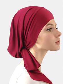 1pc/3pcs Women's Pleated Cotton Chemo Cap, Women's Long Tail Headscarf Cap, Suitable For Daily Use - Multicolor - View 22