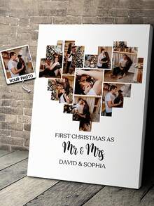 Customized Canvas Wall Art - First Christmas As Newlyweds - Personalized Photo Collage - Wooden Frame - Unique Couple's Gift - Unforgettable Keepsake - Multicolor 02 - View 6