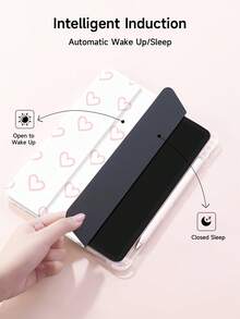 1个粉色爱心可爱图案扁平保护套，双面设计，兼容iPad (A16) 11英寸第11代（2025款）/第10代、iPad 10.2英寸、iPad Pro（2021/2020款）、Galaxy Tab A8 10.5英寸（2022款）、Matepad 10.4/Tab等，防摔，带笔槽，支持睡眠/唤醒功能，适合送给孩子/家人/年末/情人节礼物。 - 彩色 - 查看 3