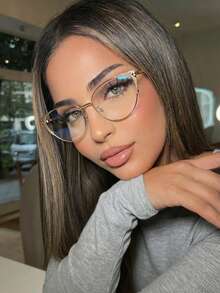 Visivana 1 Pair Women's Multi-Color Cat Eye Rhinestone Metal Frame Glitter Fashion Retro Clear Lens Glasses - Multicolor - View 2