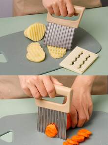 1 pieza Cortador de patatas ondulado multifunción con cubierta protectora de plástico, cuchillo de patatas ondulado creativo, rebanador de verduras ondulado, cortador de patatas fritas onduladas, herramienta de corte de cocina multiusos, máquina de hacer patatas fritas, regalo para Acción de Gracias/Navidad/Halloween - Multicolor - Ver 9