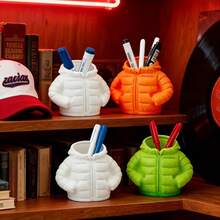 1pc Creative Down Jacket-Style Plastic Pen Holder, 3D Printed, Desk Decoration Item, Creative Pen Holder, Suitable For Storing Pens On A Desk,Makeup Brushes.Desktop Organizer, Pens Not Included. A Gift For Friends And Classmates. - Multicolored - View 9