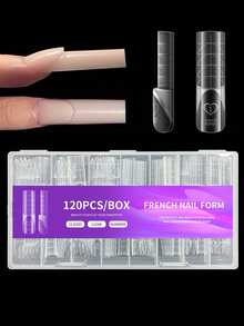 120 piezas Tiras de extensión de uñas francesas 3D de doble color, pegatinas de uñas gruesas adecuadas para principiantes y profesionales - Multicolor - Ver 1