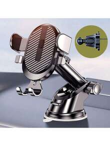 Universal Car Phone Holder, Suction Cup Car Mount Bracket, Multi-Function Telescopic Suction Cup Navigation Phone Holder For Dashboard - Black - View 11