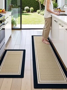 Thảm trải sàn dài kiểu dáng tối giản hiện đại, thảm lót sàn nhà bếp viền tương phản sang trọng, phù hợp cho phòng tắm, nhà bếp, ngoài trời, trong nhà, hành lang, phòng ngủ, phòng khách, có thể giặt máy. - A - Xem 1