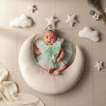 5pcs Newborn Photography Props Baby Soft Velvet Moon And Star Shaped Posing Cushion Basket Filler Sets - Multicolor - View 7