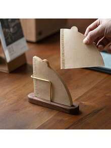 1pc Conical Coffee Filter Holder, Suitable For #1/#2/#4 Filter Papers, Vertical Coffee Filter Rack Made Of Walnut Wood And Brass, Suitable For Pour Over Coffee, Coffee Lover's Gift, Drip Coffee Maker, Espresso Bar, Minimalist Kitchen, Home Brewing - Mocha Brown - View 11
