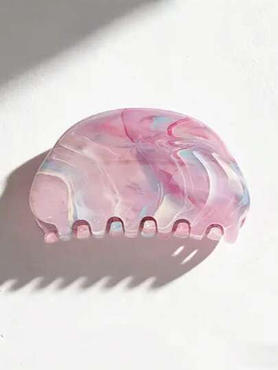 Marble Texture Gradient Pink-Purple Hair Clip, Strong Non-Slip Grip Suitable For Thick & Thin Hair, Elegant Half Bun Hair Accessory For Daily Wear And Parties