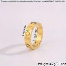 1pc Stainless Steel Four-Leaf Clover Ring, Minimalist Unisex Wedding/Anniversary Jewelry Gift, Suitable For Women And Men, Durable Casual Wear, Four-Leaf Flower Design (All-Season Style) - Multicolor - View 4