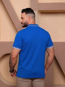 Men's Polo Shirt With Cuffs, Men's Cotton T-Shirt - Bút xanh - Xem 4