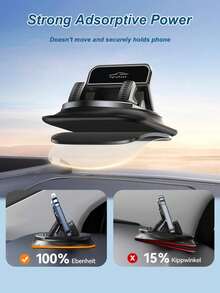 1Pc Dashboard Phone Mount 360° Rotating, Nano Gel Sticky Base Auto-Lock Clamp, Dual Soft Rubber Anti-Slip Pads For All Phones - Phone Stand - View 5