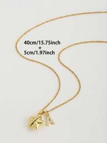 1件个性化时尚甜美3D星星爱心可打开字母吊坠项链，适合儿童、女孩、朋友、女朋友、母亲、生日、情人节、母亲节、周年纪念日、节日、庆典礼物、日常配饰 - 金色 - 查看 5