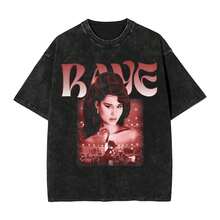 RAYE Where The  Is My Husband T Shirt Hip Hop Washed Oversize T-Shirts Vintage Men Women Streetwear Summer Tee Shirt - 黑色 - 查看 1