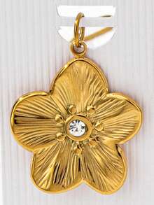 1 Pc 18K Gold Plating Stainless Steel Carabiner Chain Necklace With Heart Bow Moon Flower Pendant, Interchangeable DIY Charm Necklaces, Water Proof - Multicolor - View 8