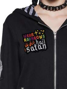 2pcs Gothic Kawaii Rainbow Devil Worship Embroidered Iron-On Patches - Colorful - View 3