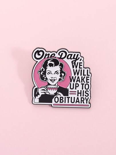 1 دبوس إيمال بطراز فينتاج داكن للدعابة، صورة ربة منزل، عبارات ساخرة وساخرة، تصميم محايد للاستخدام اليومي