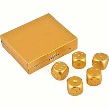 5pcs Gold Square Metal Dice Set With Storage Box - Heavy Duty Aluminum Alloy 6-Sided Dice, Rectangular Box, Smooth Rounded Edges, Elegant Gold Color, Suitable For Board Games, Party Games, D&D, RPG - Portable & Durable, Clear Readable Numbers, Ideal Gamer Gift, With Gold Grid Pattern For Easy Transport, Perfect For Tabletop And Card Games, Game Dice, Essential For Parties, Fashionable Metal Surface, Durable Game Piece, Suitable For Casual Or Formal Gatherings - Multicolor - View 12