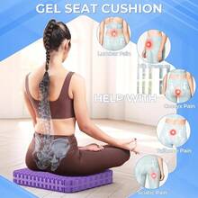 Gel Seat Cushion For Long Sitting, Enlarged & Thickened Patent Design, Breathable Cooling For Office Chair, Soft Car Seat Cushion For Wheelchair (X-Large, Black) - 黑色 - 查看 7