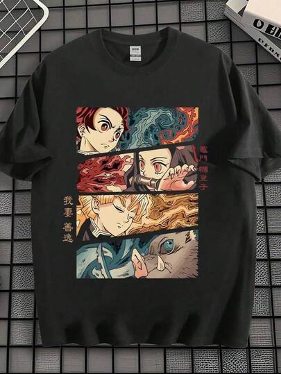 Skjortor för män EWH herr-T-shirt, det första valet! Ghost Blade, My Wife Shanyi, Kitchen Door You Bean, personlighet, tryckt, T-shirt herr casual tryck rund hals kortärmad T-shirt herr kvinnor T-shirt tryck t-shirt