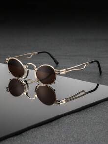 一副男士金属椭圆形眼镜，独特、百搭、时尚休闲，适合日常通勤和驾驶。 - 彩色 - 查看 16