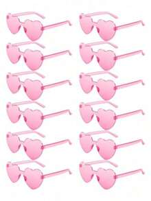 1pcs Heart Shaped Party Glasses, Colorful Candy Heart Rimless Glasses, Festival Accessories, Unisex Heart Photo Booth Glasses, Mother's Day, Graduation, Party, Valentine's Day, Wedding - Hồng - Xem 8