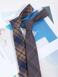 1 pieza Corbata retro a rayas y cuadros versátil y casual para hombres, adecuada para salidas diarias, banquetes y fiestas - Multicolor - Ver 3