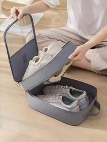 1pc Travel-Friendly Shoe Storage Bag, Large Capacity Fits 3 Pairs, Made Of Durable, Dust-Proof, Breathable Material With Ergonomic Handle, Available In Grey And Black - Multicolor - View 5