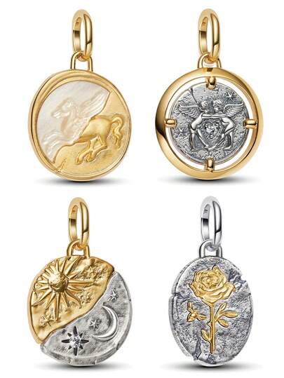 1pc Vintage Charm Electroplated Gold/Silver Angel, Star, Rose Beaded Pendant, Creative Versatile DIY Bracelet, Necklace, Gift