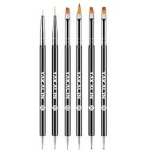 6支双头美甲彩绘笔，一支带点钻线头，另一支带平头光疗刷头 - 美甲工具，适用于美甲、凝胶指甲油、足疗 - 黑色 - 查看 7