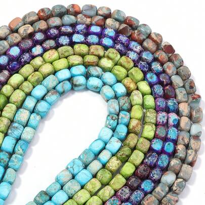 1 Strand Asymmetrical Rectangle Emperor Stone Beads, Natural Stone For Bracelet, Necklace, Jewelry Making, Pendant, Craft Decoration Accessories