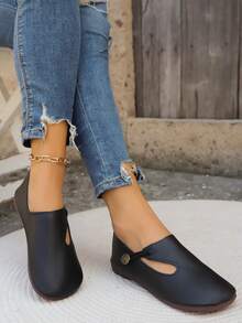 New European And American Imported Soft Bottom Flat Loafers, Comfortable Versatile Slip-On Casual Grandma/Mother Shoes - Black - View 9