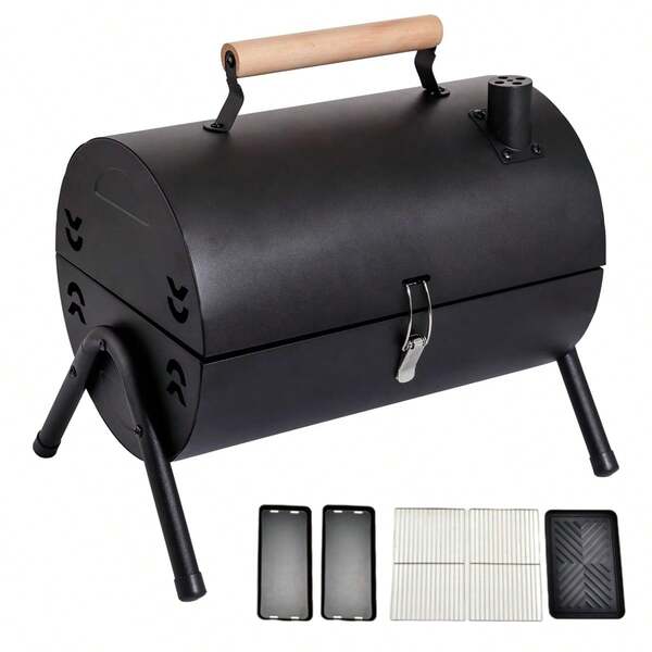Folding Barbecue Grill Fire Pit BBQ Camping Charcoal Patio Party Garden Outdoor Black