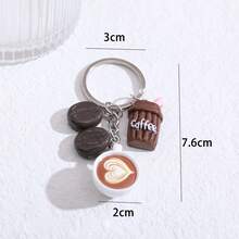 1 pezzo Portachiavi decorativo a forma di tazza di caffè, ciondolo minimalista per borsa, accessorio portachiavi per auto, regalo per madre, padre, laurea e insegnante - Multicolore - Visualizzare 4