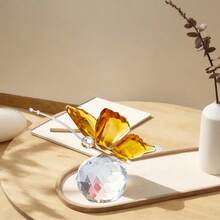 水晶蝴蝶动物摆件家居装饰桌面摆件套装，白色水晶蝴蝶+日月棱镜捕梦网生日毕业礼物 - A - 查看 6