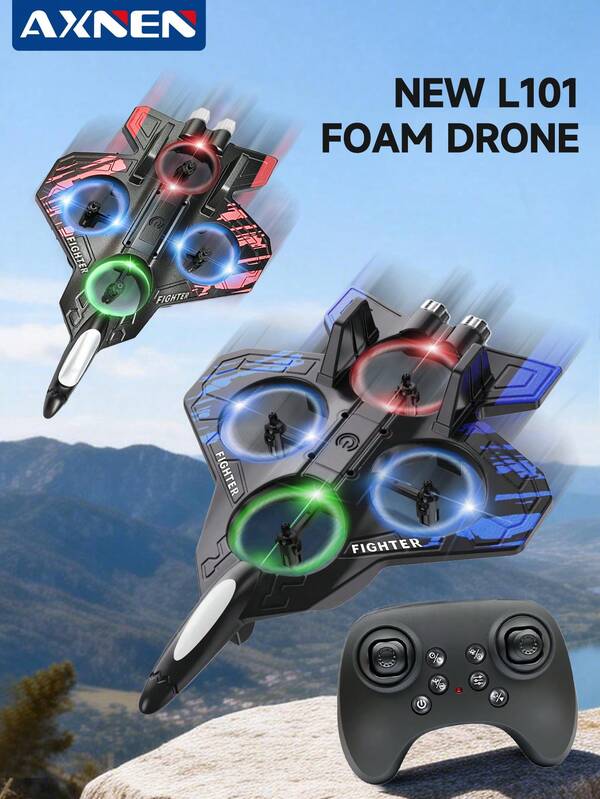  AXNENL 2026 升级版 L101 遥控无人机，采用防撞材料制成，带有迷彩涂层，具有翻转/下降/悬停功能，适用于各种用途，室内/室外/比赛，多电机四轴飞行器玩具，遥控战斗机玩具（包含螺旋桨叶片），也是生日/圣诞节/万圣节和各种节日的绝佳礼物。