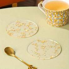 Bộ 4/6/7 miếng lót đĩa Acrylic chịu nhiệt mạ vàng/bạc, thích hợp cho nhà bếp, cốc, bình hoa, đồ trang trí bàn tối giản cho ngoài trời, tiệc tùng, sinh nhật, đám cưới, quà tặng - Nhiều màu - Xem 8