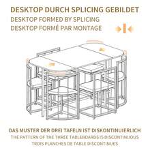 Set Of Six Tables And Chairs: (White Table With Black And Gold Iron Frame, Grey Chair Back Seat And Cushions), White, Gold. - Black - View 10