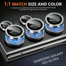 适用于三星 Galaxy S26 S26Plus S26Ultra S25FE 的钻石相机玻璃金属闪光镜头盖 - 粉色 - 查看 3