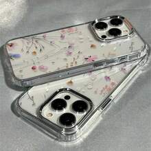 1 chiếc ốp lưng điện thoại trong suốt mạ điện họa tiết hoa tối giản, phù hợp với 16, 15, 14, 13, 12, 11, 17 Pro Max - Nhiều màu - Xem 4