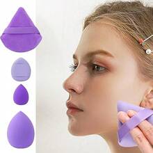12 Pcs Makeup Sponge Blender Sponges For Liquid, Cream, And Powder, Make Up Sponges For Foundation Powder Puff Face Triangle Face Makeup Puff Wet Dry Dual-Use (Purple) - Bộ 12 món màu tím - Xem 4