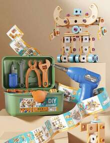 Juego de herramientas de construccion DIY para niños 126 piezas - Azul - Ver 8