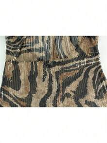 Hot  New Sleeveless Neck Deep V Leopard Print Spice Girl High Waist Slim Hip Wrap Dress Temperament Evening Dress - Mocha Brown - View 6